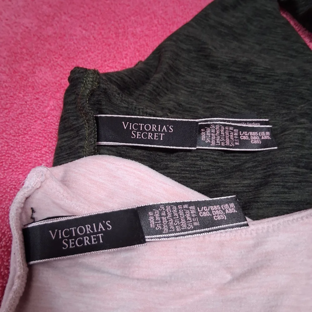Victoria's Secret Women Sports Bra Pink and Gray Front Twist Set (2) L